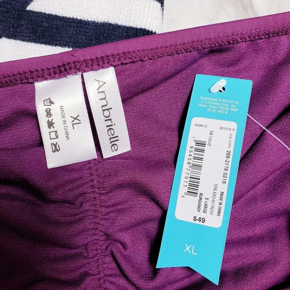 Bikini Bottom Swimsuit Hipster Burgundy Lined Size XL Side Detail Ambrielle - Picture 5 of 8